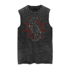 Slipknot metal punk rock vintage washed retro wax printed sleeveless vest T-shirt