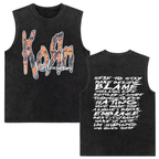 Rock band Korn Follow The Leader tour 2025 vintage washed vest for men and women retro brother
