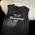 American vest men's sleeveless T-shirt loose new summer shoulder retro trendy brand round neck men