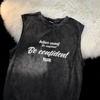 American vest men's sleeveless T-shirt loose new summer shoulder retro trendy brand round neck men