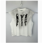 New High Street Washed Used Washed Camback Vest Men's American Street Trendy Retro Printed Half Sleeve Vest