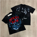 First Row Wake up and Be Fierce Flame Tee Hot-Stamped Rhinestone Washed Vintage Short-Sleeve T-Shirt
