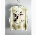 New High Street Washed Used Washed Camback Vest Men's American Street Trendy Retro Printed Half Sleeve Vest