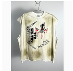 New High Street Washed Used Washed Camback Vest Men's American Street Trendy Retro Printed Half Sleeve Vest