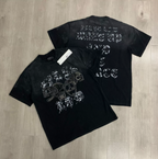 First Row Wake up and Be Fierce Flame Tee Hot-Stamped Rhinestone Washed Vintage Short-Sleeve T-Shirt