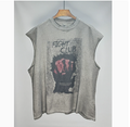 New High Street Washed Used Washed Camback Vest Men's American Street Trendy Retro Printed Half Sleeve Vest