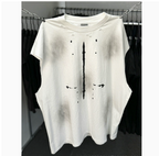 New High Street Washed Used Washed Camback Vest Men's American Street Trendy Retro Printed Half Sleeve Vest