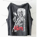 New High Street Washed Used Washed Camback Vest Men's American Street Trendy Retro Printed Half Sleeve Vest