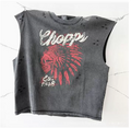 New High Street Washed Used Washed Camback Vest Men's American Street Trendy Retro Printed Half Sleeve Vest