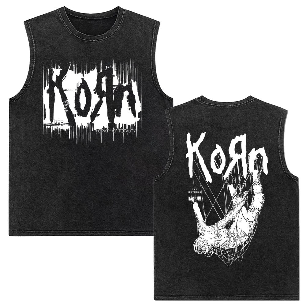 Rock band Korn Follow The Leader tour 2025 vintage washed vest for men and women retro brother