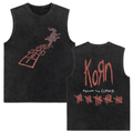 Rock band Korn Follow The Leader tour 2025 vintage washed vest for men and women retro brother