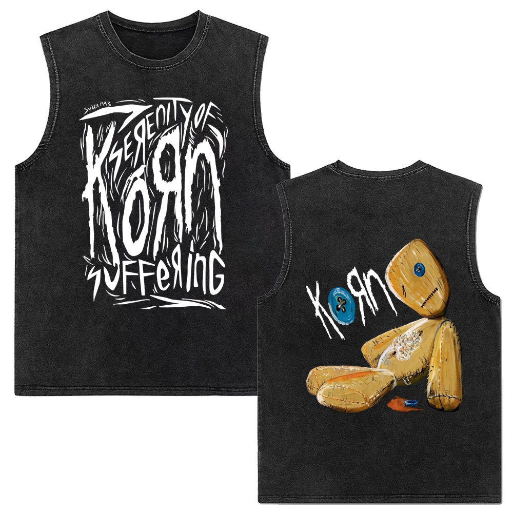 Rock band Korn Follow The Leader tour 2025 vintage washed vest for men and women retro brother