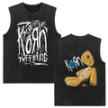 Rock band Korn Follow The Leader tour 2025 vintage washed vest for men and women retro brother