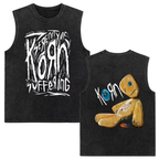 Rock band Korn Follow The Leader tour 2025 vintage washed vest for men and women retro brother