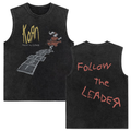 Rock band Korn Follow The Leader tour 2025 vintage washed vest for men and women retro brother