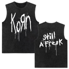 Rock band Korn Follow The Leader tour 2025 vintage washed vest for men and women retro brother