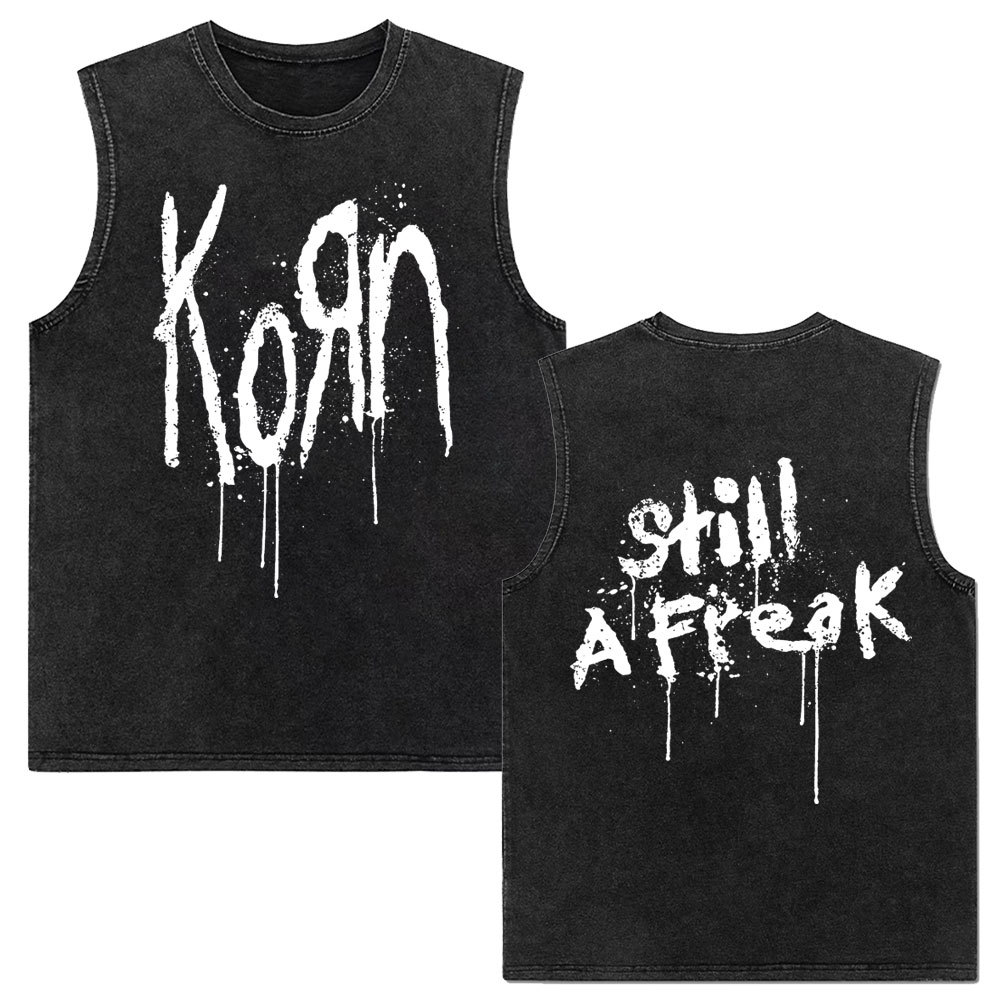 Rock band Korn Follow The Leader tour 2025 vintage washed vest for men and women retro brother