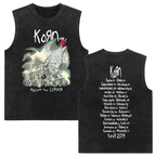 Rock band Korn Follow The Leader tour 2025 vintage washed vest for men and women retro brother