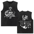 Rock band Korn Follow The Leader tour 2025 vintage washed vest for men and women retro brother