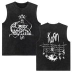 Rock band Korn Follow The Leader tour 2025 vintage washed vest for men and women retro brother