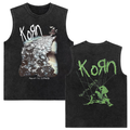 Rock band Korn Follow The Leader tour 2025 vintage washed vest for men and women retro brother