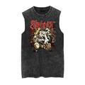 Slipknot metal punk rock vintage washed retro wax printed sleeveless vest T-shirt