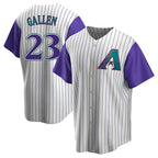 Minshop A.Diamondbacks #23 Zac Gallen Player White-Purple Replica Stitched Jerseys