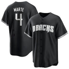 Minshop A.Diamondbacks #4 Ketel Marte Player Black Pointed collar Replica Game Stitched Jerseys