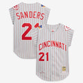 Men C.Reds #21 Deion Sanders Mitchell & Ness Gray 1997 Authentic Jersey Size Women Youth