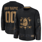 Minshop Custom A.Ducks Black 2024 Military Appreciation Practice Jerseys