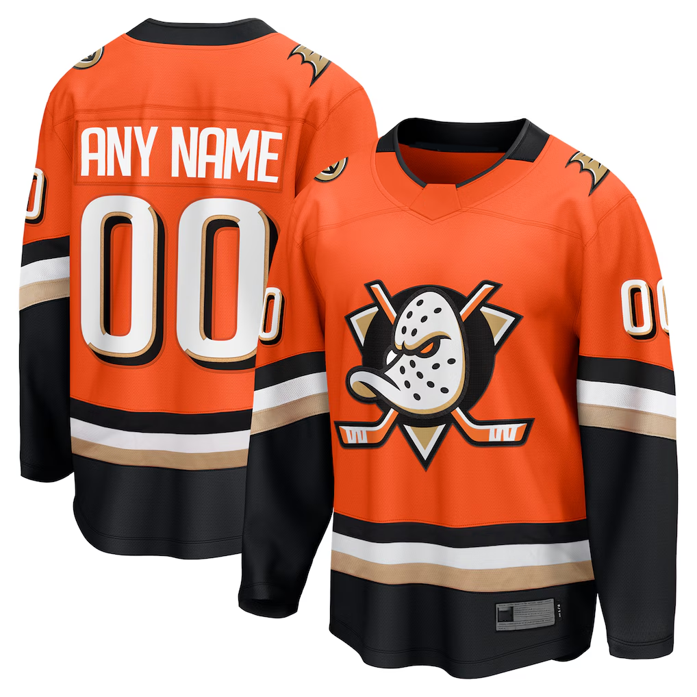 Minshop Custom A.Ducks Orange Home Breakaway Jerseys