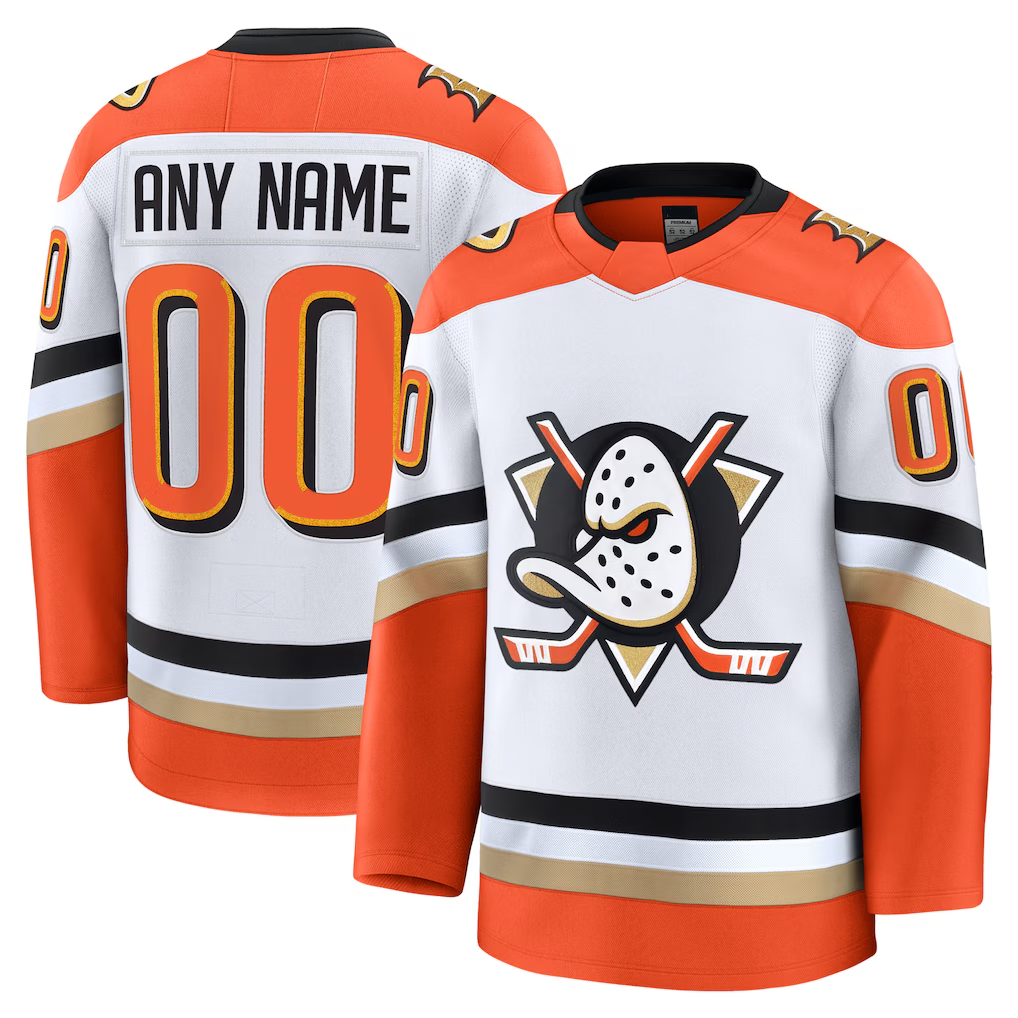 Minshop Custom A.Ducks White Away Premium Jerseys