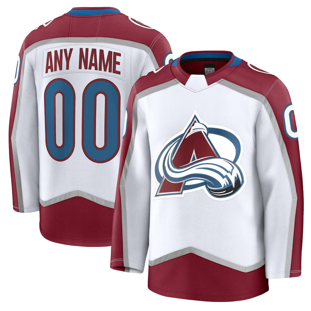 Minshop Custom C.Avalanche White Away Premium Jerseys