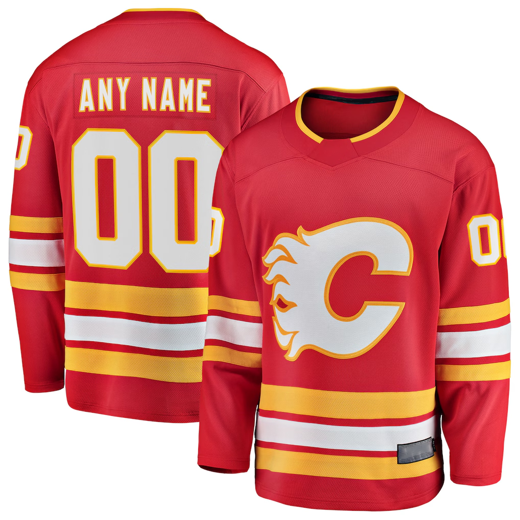 Minshop Custom C.Flames Red Home Breakaway Jerseys