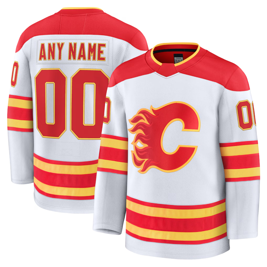 Minshop Custom C.Flames White Away Premium Jerseys