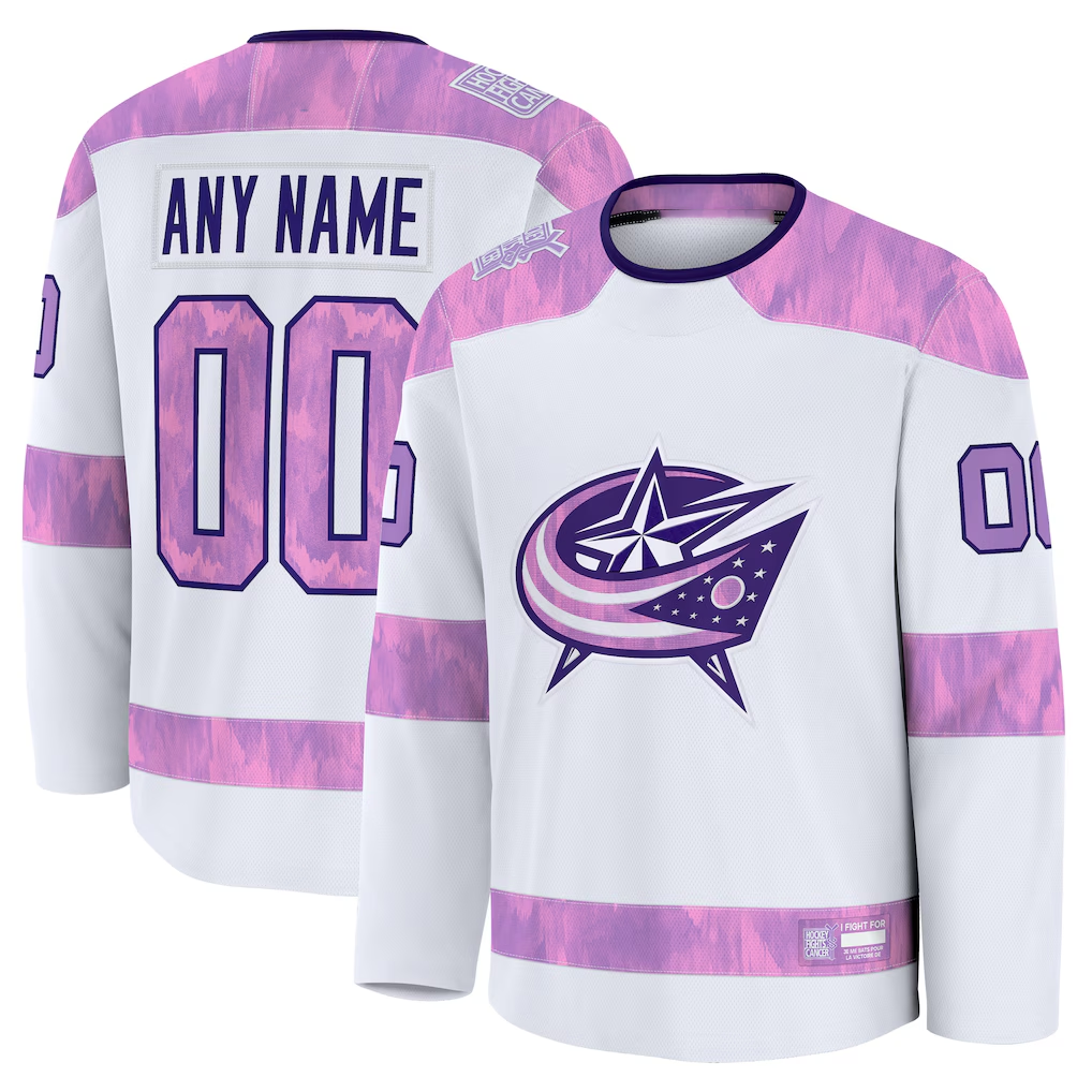 Minshop Custom CB.Jackets White 2024 Hockey Fights Cancer Practice Jersey