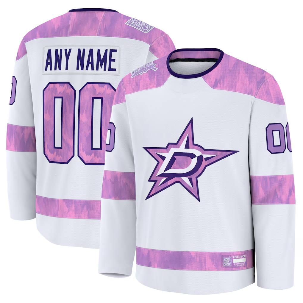 Minshop Custom D.Stars White 2024 Hockey Fights Cancer Practice Jerseys