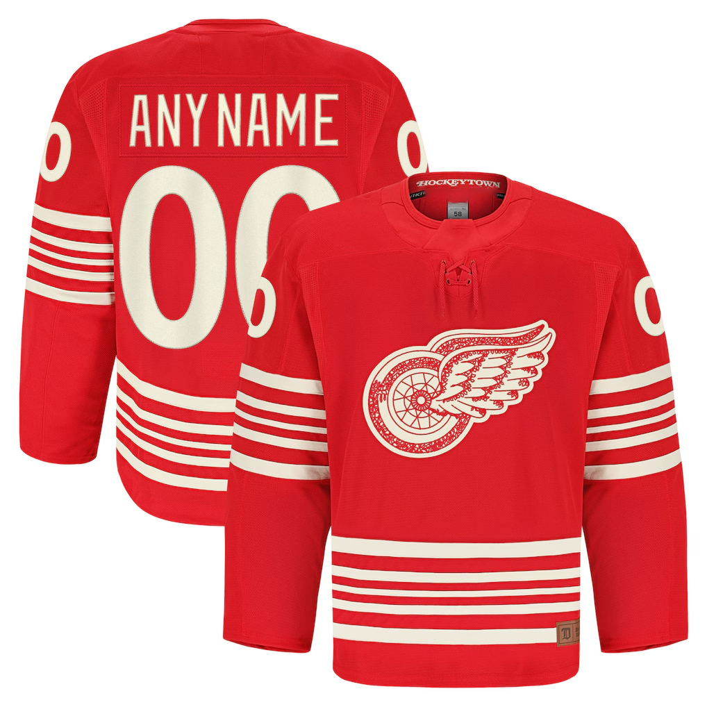 Minshop Custom DR.Wings Red Anniversary Authentic Pro Jerseys