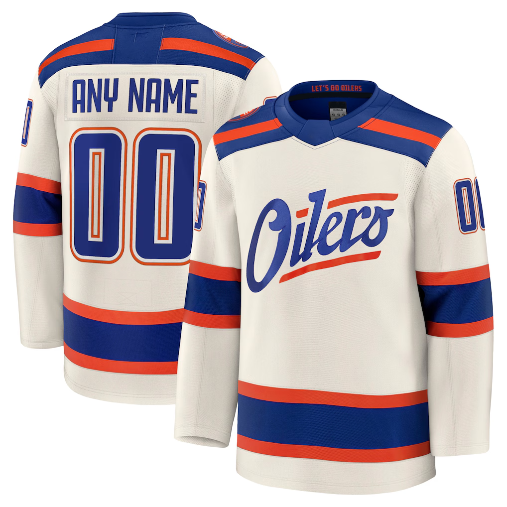 Minshop Custom E.Oilers Light Beige Alternate Premium Jerseys