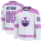 Minshop Custom E.Oilers White 2024 Hockey Fights Cancer Practice Jerseys