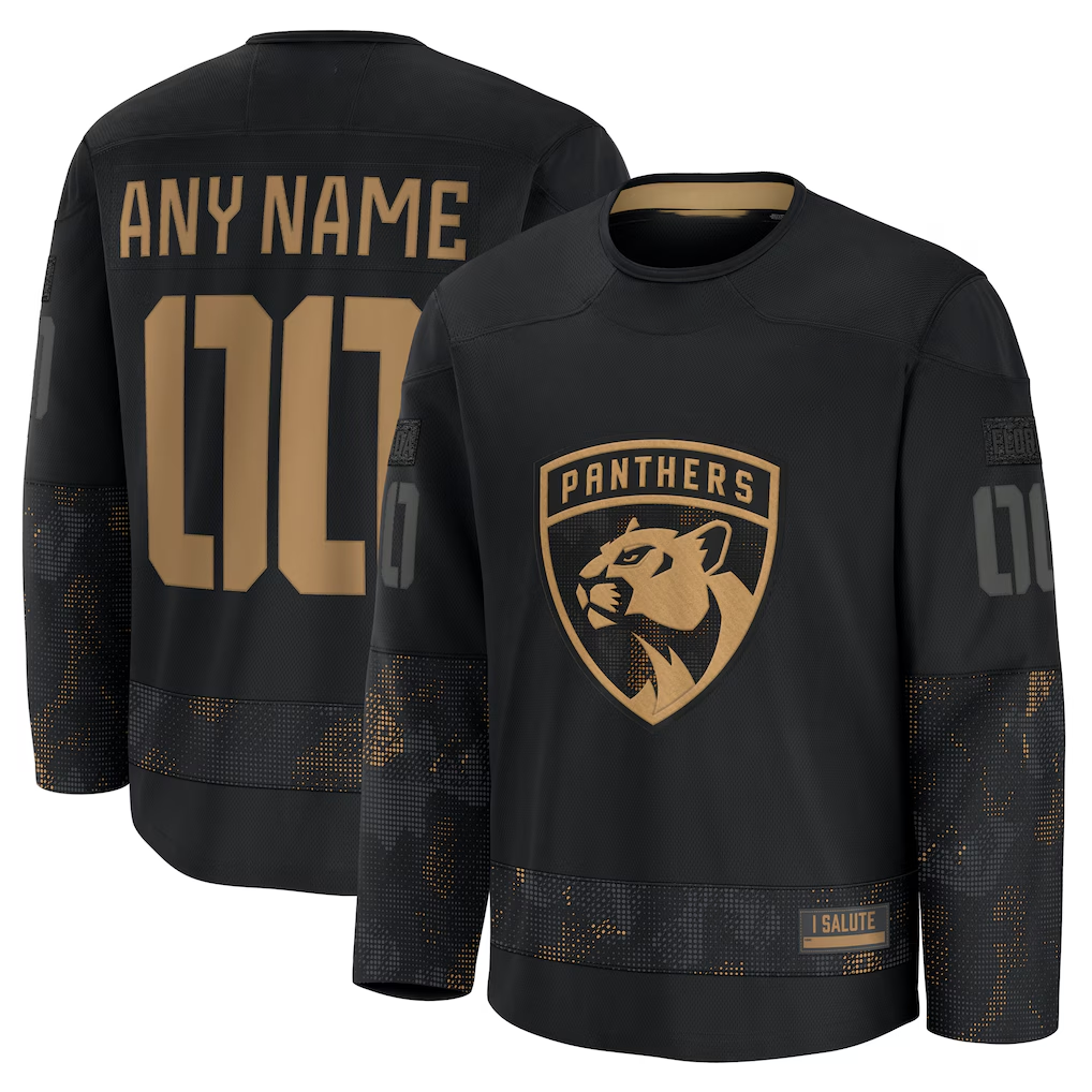 Minshop Custom F.Panthers Black 2024 Military Appreciation Custom Practice Jerseys
