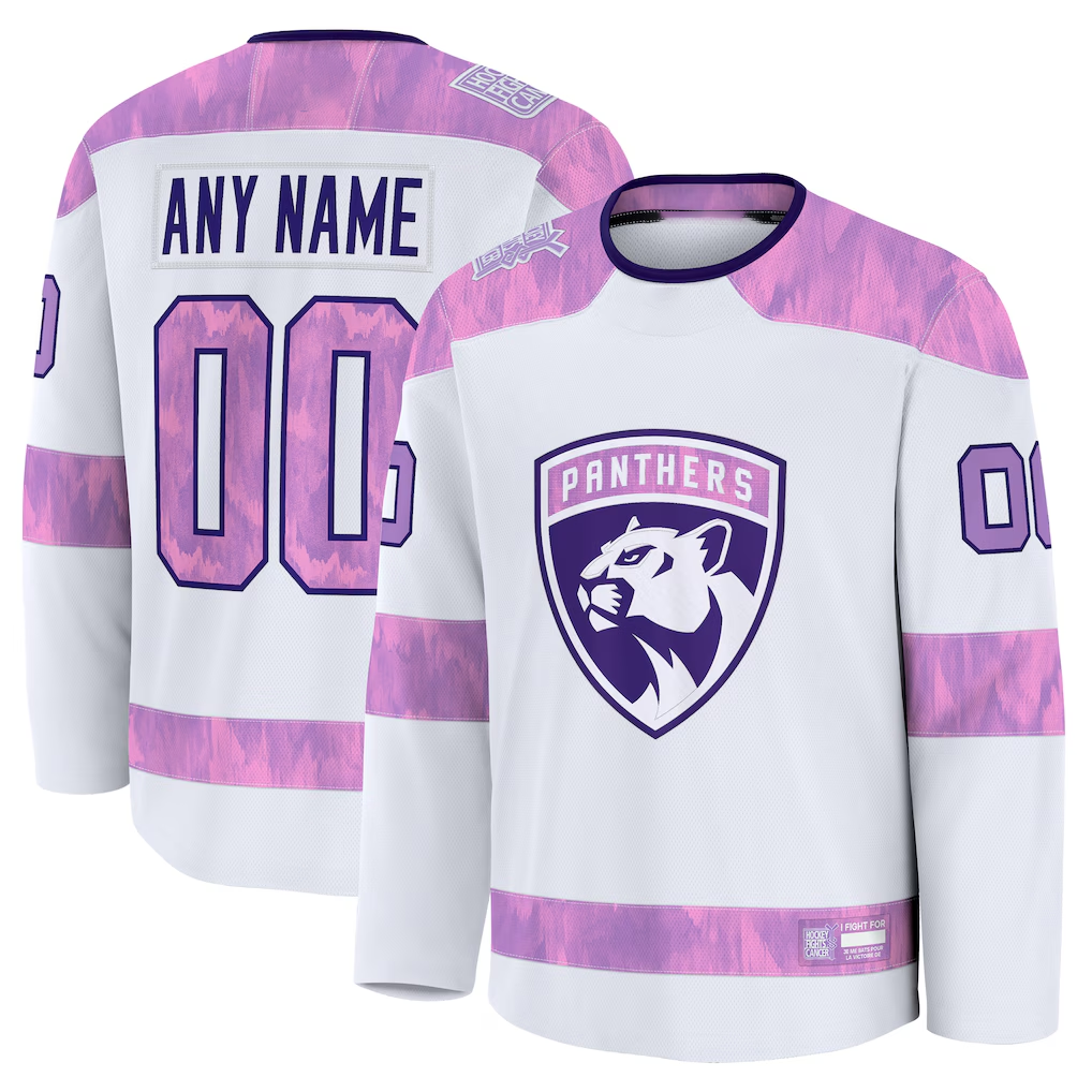 Minshop Custom F.Panthers White 2024 Hockey Fights Cancer Practice Jerseys