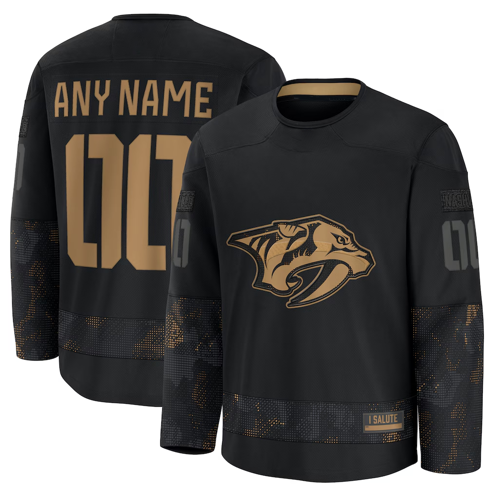Minshop Custom N.Predators Black 2024 Military Appreciation Practice Jerseys