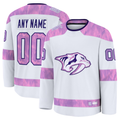 Minshop Custom N.Predators White 2024 Hockey Fights Cancer Practice Jerseys