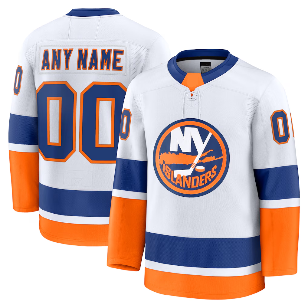 Minshop Custom NY.Islanders White Away Premium Jerseys