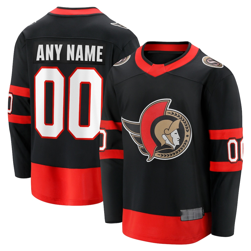 Minshop Custom O.Senators Black Home Breakaway Jerseys