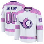 Minshop Custom O.Senators White 2024 Hockey Fights Cancer Practice Jerseys