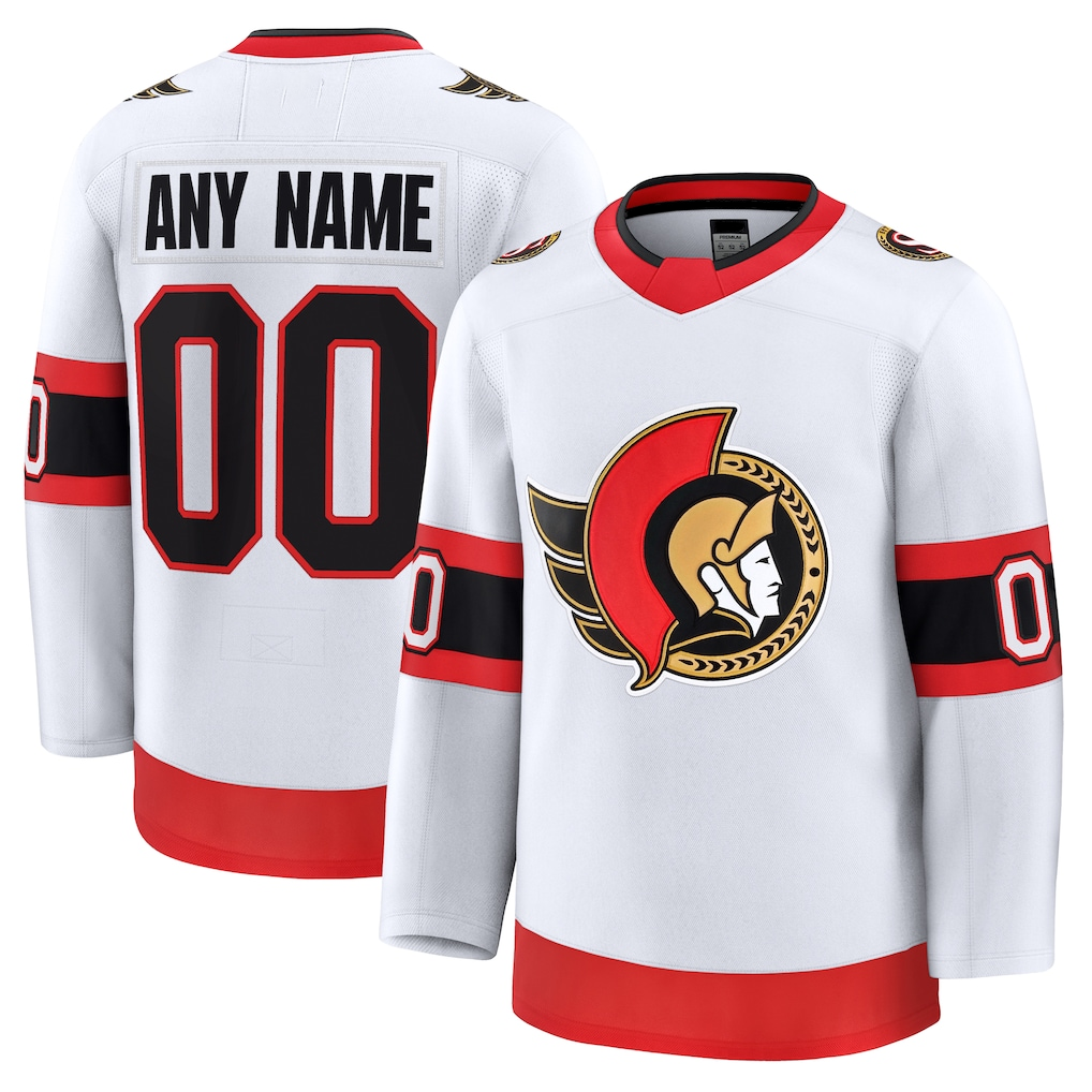 Minshop Custom O.Senators White Away Premium Jerseys