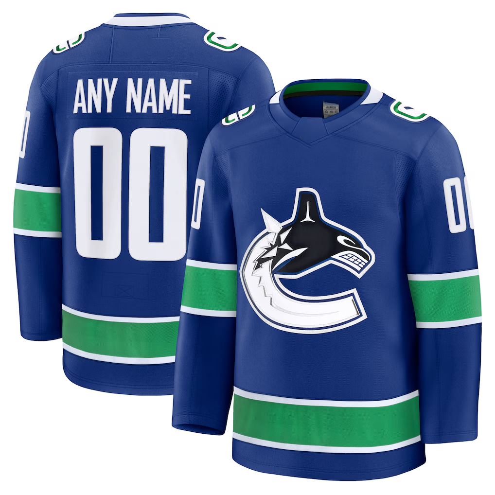 Minshop Custom V.Canucks Blue Home Premium Jerseys