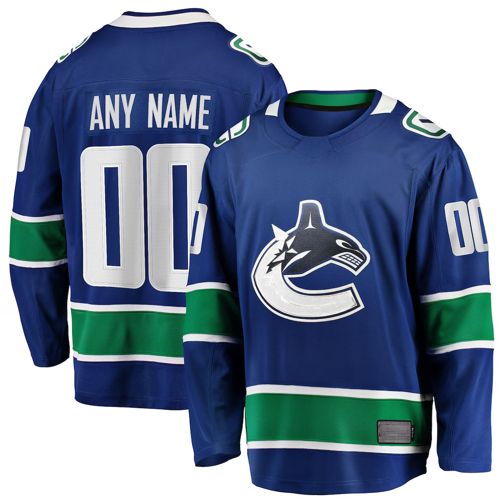 Minshop Custom V.Canucks Blue Home Team Breakaway Jerseys